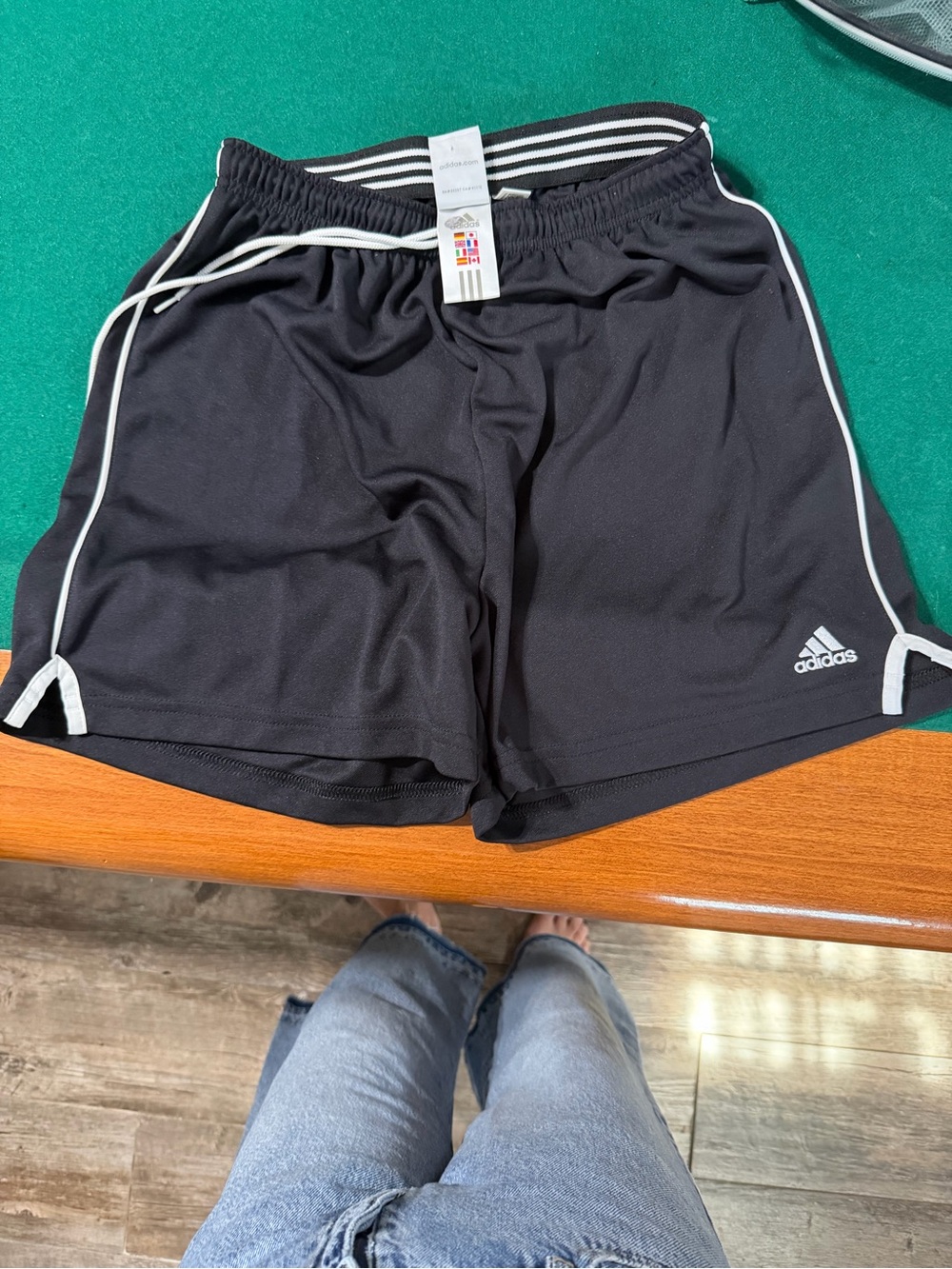 adidas Black Athletic Shorts with White Trim